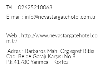 Neva Stargate Hotel & Spa iletiim bilgileri